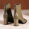 Женские ботильоны с острым носком, черные, белые, розовые, ботильоны-носки, толстый высокий каблук, модная ПУ обувь, женские зимние боты, размеры 35-40