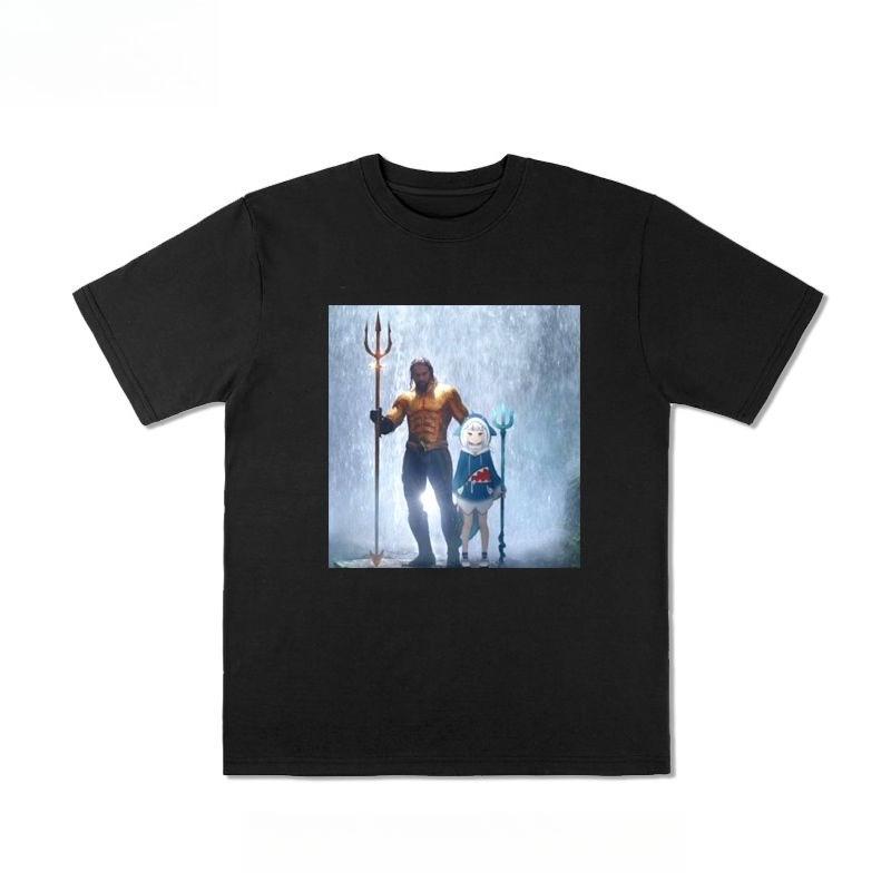 Осень и Зима Европейская и Американская Футболка из Тяжелого Хлопка с Принтом Персонажей 2025 Новые Мужские и Женские Удобные Футболки