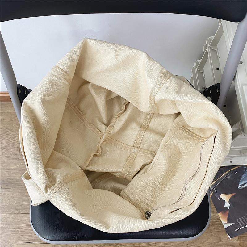 Japanese and Korean minimalist lazy style artistic washed canvas bag, large capacity crossbody bag, student shoulder bag, casual shopping bag