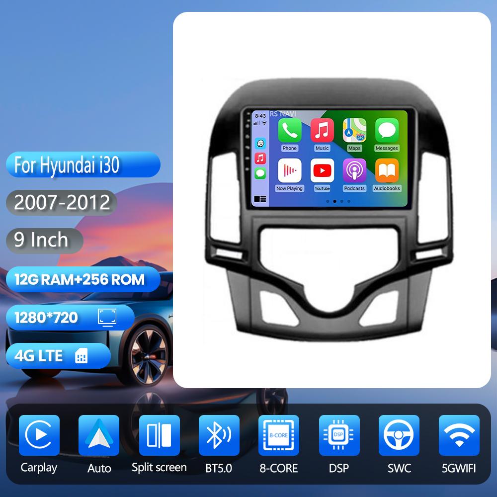Autoradio Android 16 Carplay Auto avec lecteur multimédia sans fil CarPlay pour Hyundai I30 2006-2011 écran 2K autoradio stéréo