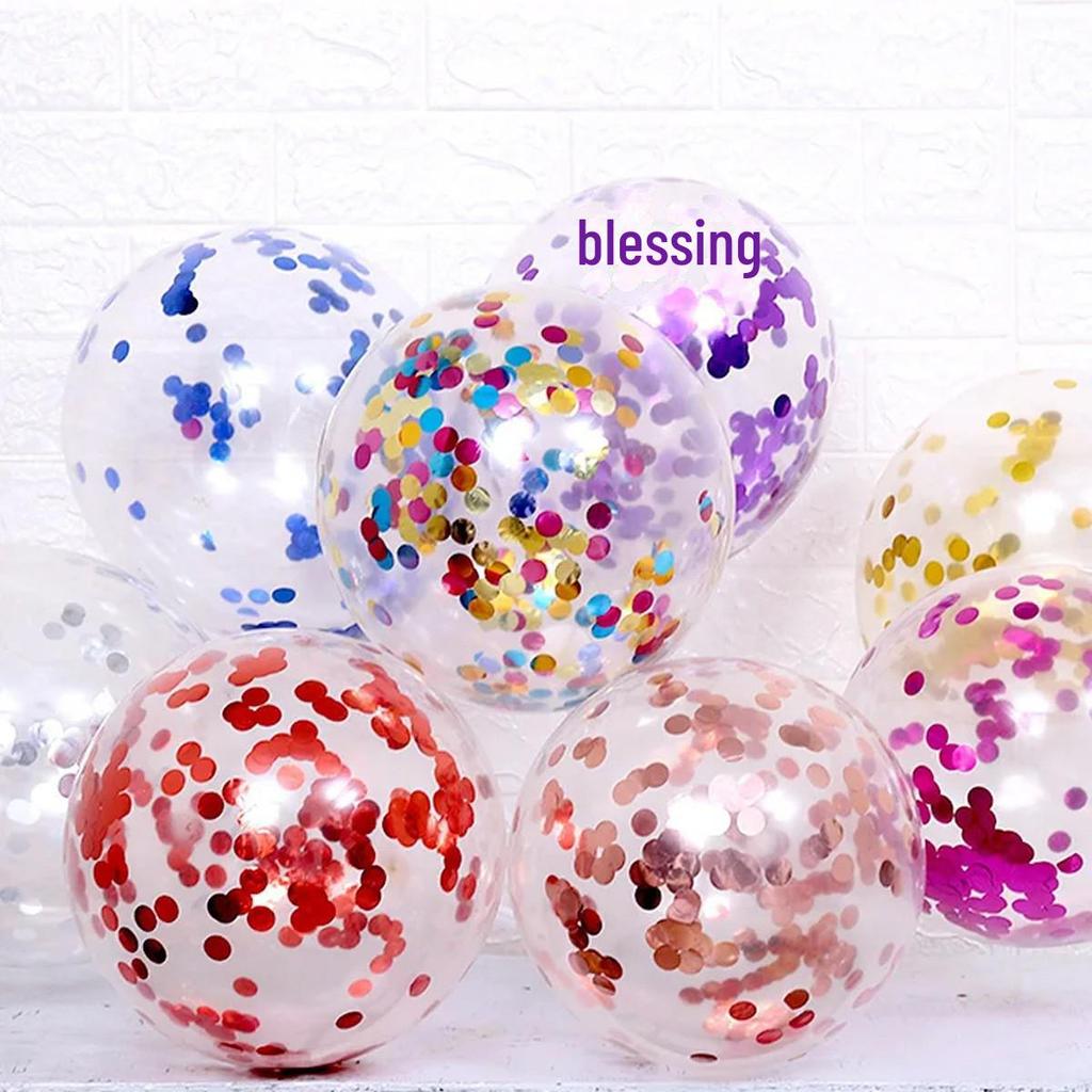 Transparent Sequined Latex Balloons for Parties and Weddings, 2.8g