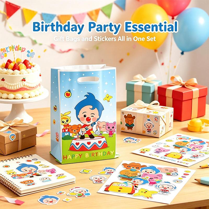 Cartoon Clown Characters Gift Bags Stickers Combination Set for Durable Disposable Premium Birthday Party Favorite Gifts 5