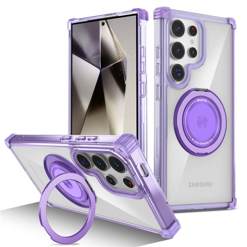 Вращающийся магнитный чехол-держатель Magsafe для Samsung Galaxy S26 Ultra S26 Plus S26 с кольцом-подставкой Прозрачная защитная крышка