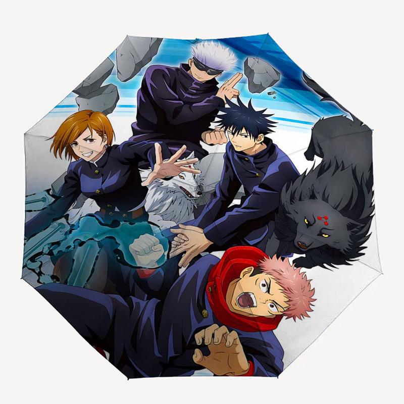 1pc Jujutsu Kaisen Anime Characters Umbrella Automatic Opening Closing, Portable 3-Fold Design, 8-Bone Iron Frame Outdoor Umbrella, Perfect Gift for F