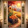 Outdoor Decor Pumpkin Cart Seasonal Banner Sunflower Decor Wooden Cart Pumpkin Design For Halloween Party Seasonal Decor