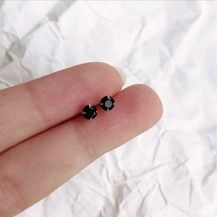 "Унисекс 925 пробы серебряные мини-серьги-гвоздики с бриллиантами"