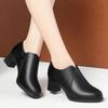 5.5cm Comfortable Deep Mouth Soft Leather Shoes Women's Pumps 2025 Spring Black Block Heels Shoes for Office Mom Dance Model