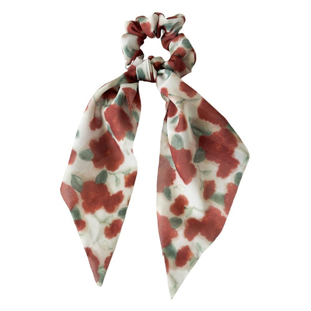 Fashion Hair Scrunchies Triangle Scarf Floral Tie Dye Chiffon Elastic Hair Bands Summer Beach