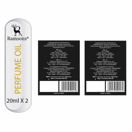 Концентрированное парфюмированное масло Ramsons SRF Aaisha и SRF Raees (Упаковка 2 x 20 мл) | Безалкогольный |Аттарный парфюм с шариковым стержнем