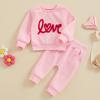 Baby Girl 2Pcs Valentine 's Day Outfits 3M 6M 9M 12M 18M 24M Long Sleeve Letter Embroidery Sweatshirt + Pants Set Toddler Clothes
