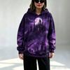 Womens Oversized Hooded Sweatshirt With 3D Neon Print Slanted Pocket Loose Fit Halloween Daily Wear