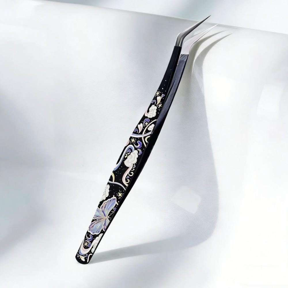 High Precision False Eyelash Tweezers Metal Lashes Extension Tweezer Miniature Scene Stickers