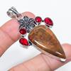 Natural Bloodstone, Garnet 925 Sterling Silver Jewelry Pendant 2.60" U8i55