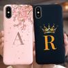 Роскошный Чехол для Телефона с Цветами Короны Буквы A-Z Для iPhone 16 Pro Max Plus Ударопрочный Нескользящий Силиконовый Мягкий Задний Чехол Оболочка Fundas