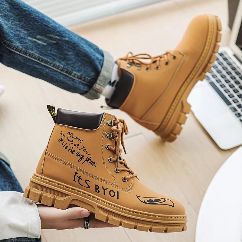 Mens Boots Ankle Casual Shoes Winter Designer Luxury Fashion Cowboy Chelsea Tactical Military Work Safety Platform Leather