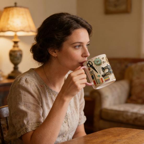 Персонализированная кружка для шитья, Кофейная кружка с вышивкой и дизайном швейной машинки, Для женщин, швей, квилтеров, рукодельниц, Креативный подарок для мамы, бабушки, на праздник