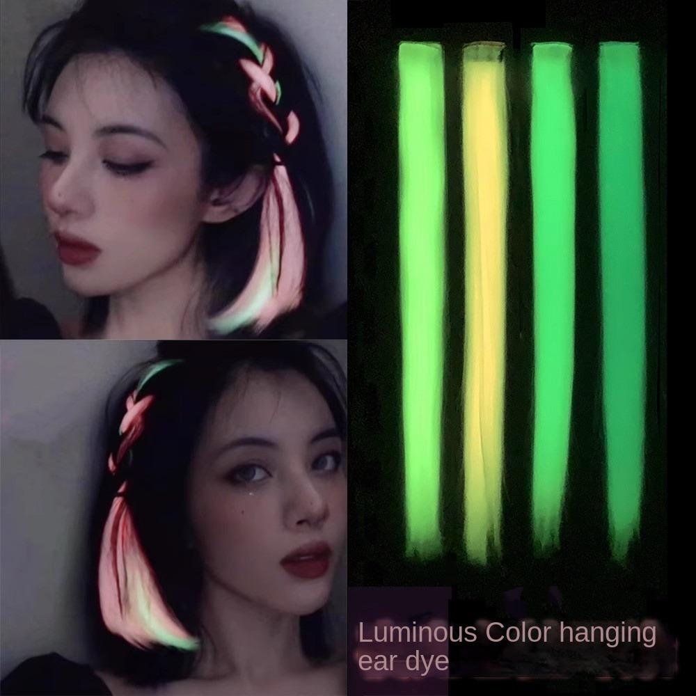 Неоновые искусственные волосы Светящиеся накладные волосы Заколки для волос Цветные синтетические волосы для вечеринки