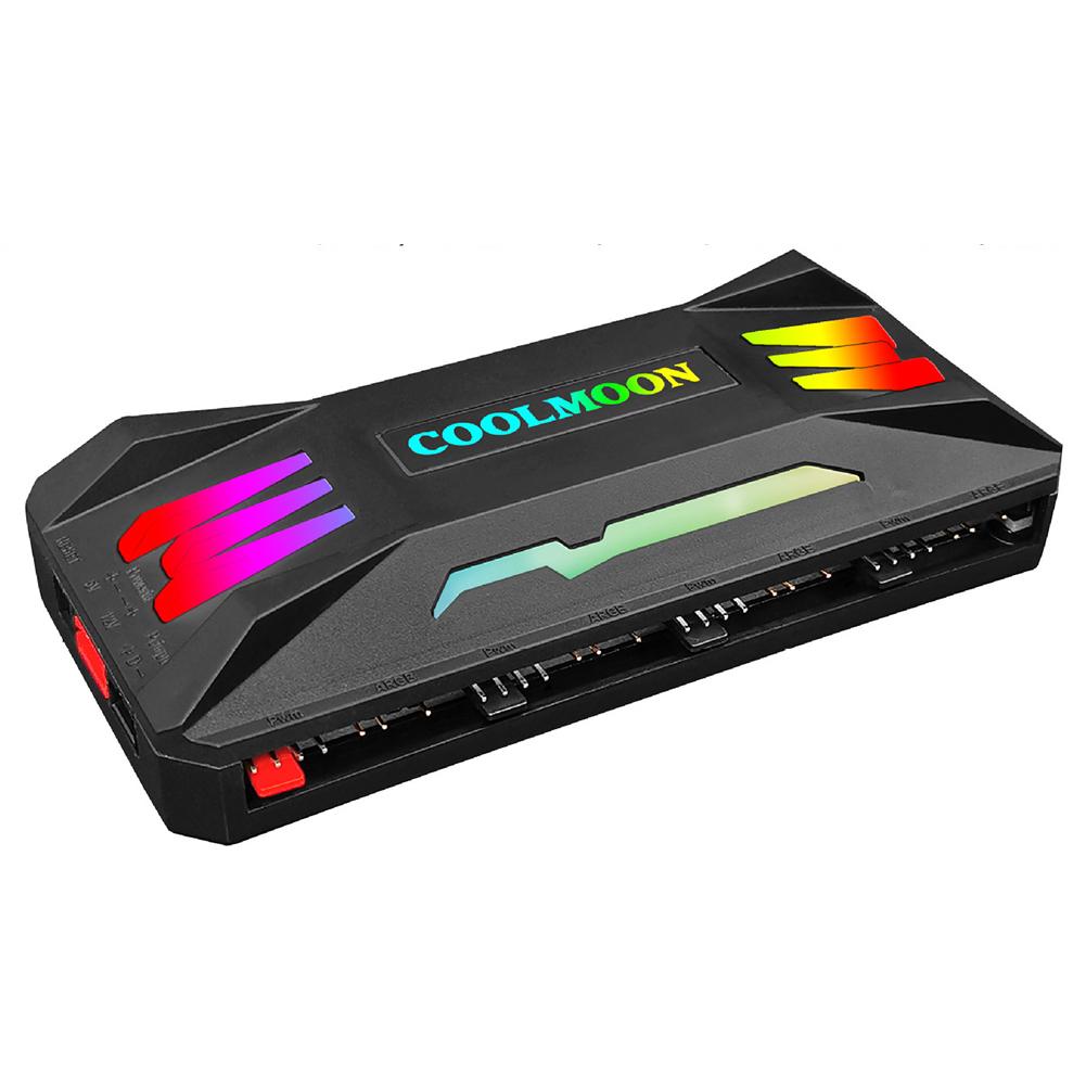 COOLMOON ARGB Контроллер 4-контактный PWM 5V 3-контактный ARGB Охлаждающий вентилятор Умное интеллектуальное дистанционное управление для корпуса ASUS MSI Шасси Радиатор