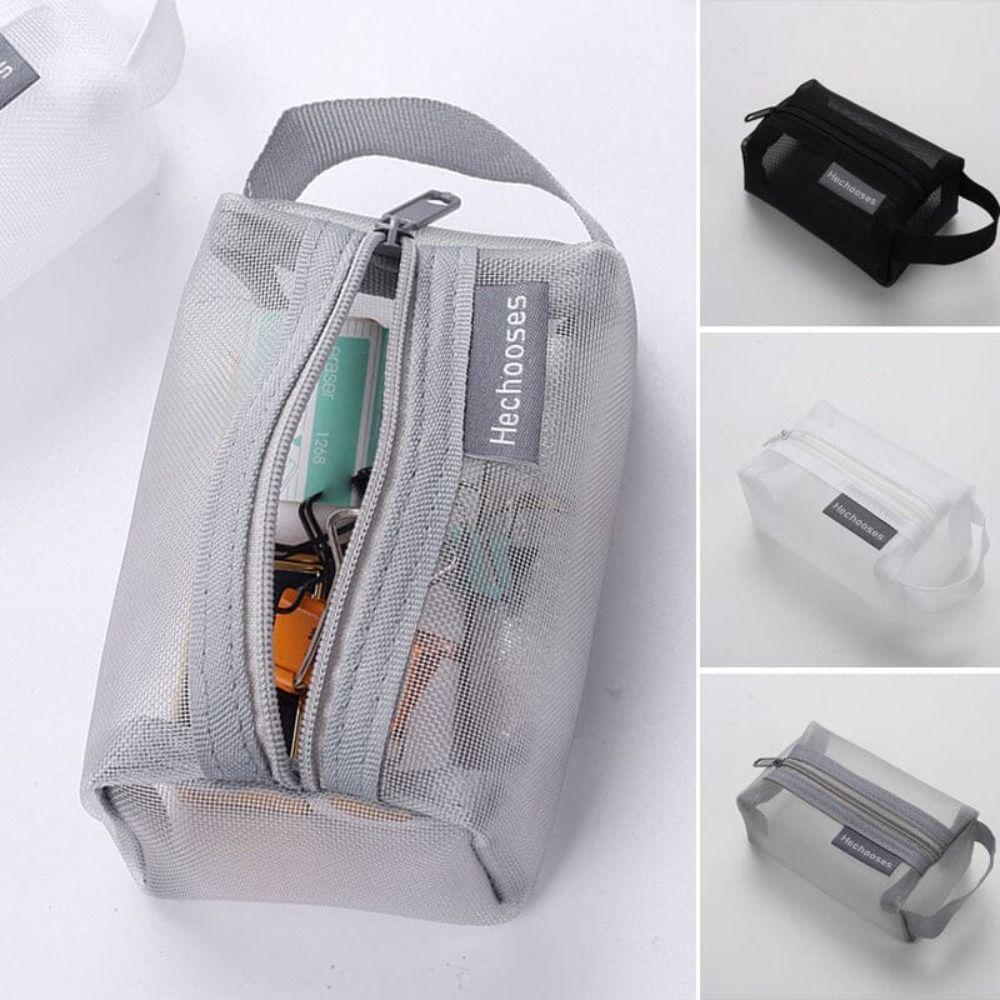 Breathable Mini Zipper Coin Purse Portable Key Bags Multipurpose Square Mesh Storage Pouch