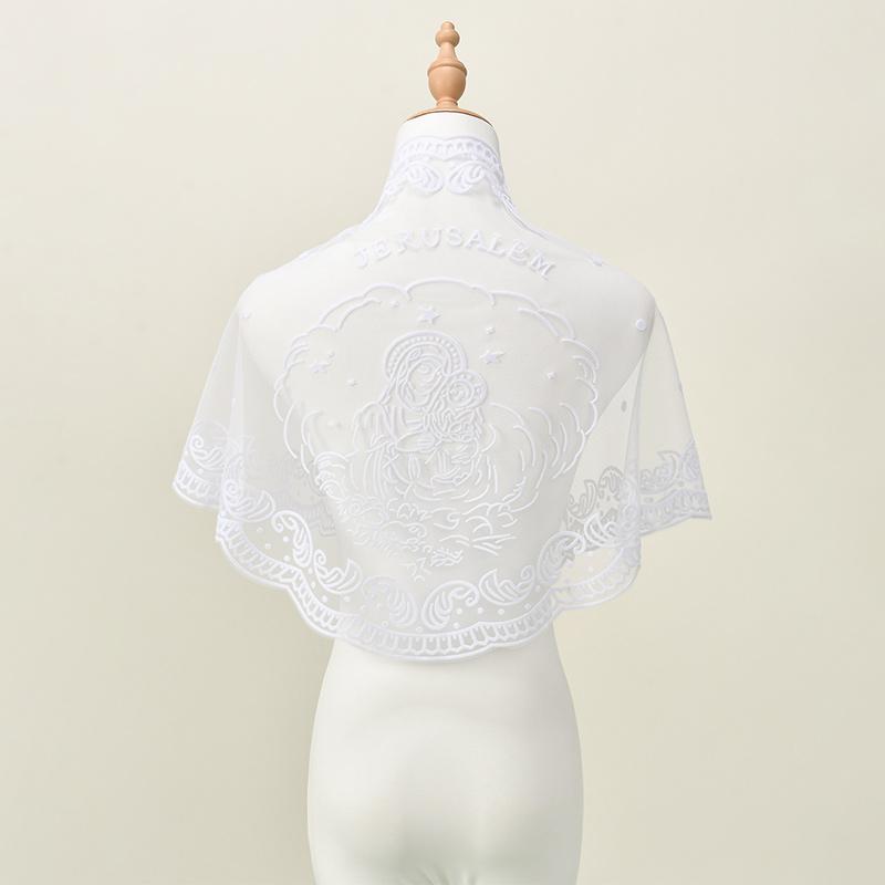 Элегантный треугольный платок Мадонны из полиэстера, сплошной мусульманский женский хиджаб, женский кружевной шарф, исламские шали в церковной молитвенной шаль