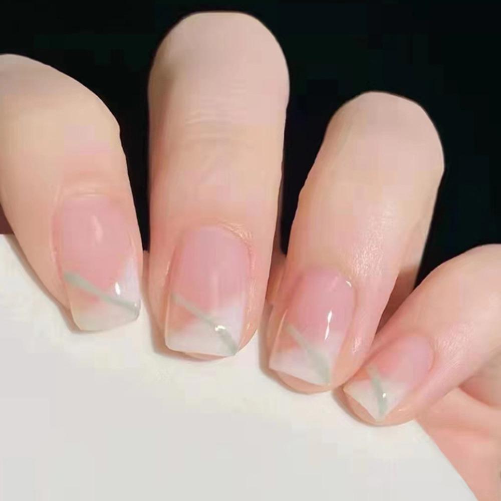 Клей Накладные ногти Градиенты Наконечники для ногтей Водонепроницаемые Французские Накладные ногти для Женщин и Девушек