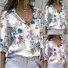 Women 's Spring Women Fall Long Sleeve Lapel Button Up Floral Print Blouses Loose Shirt Lady Tops