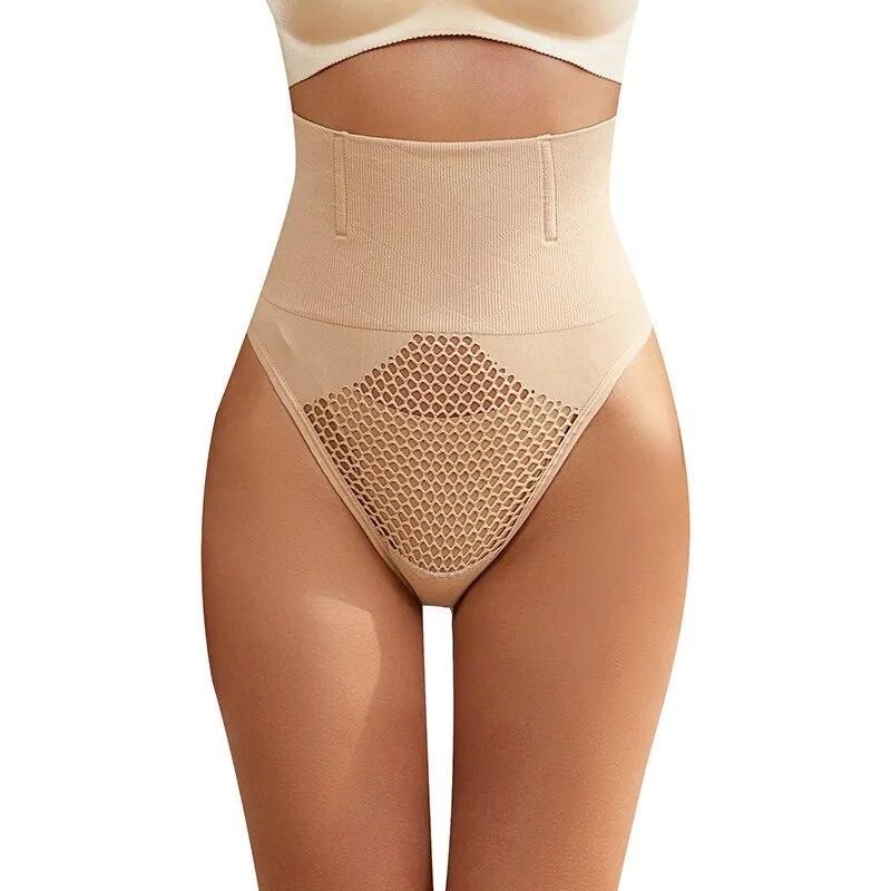 High Rise Thongs for Women Tummy Control Underwear Seamless Thong Panties Belly Shaper Briefs Butt Lifter Body Shaper