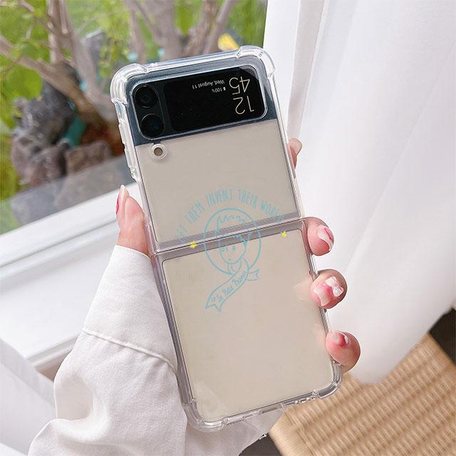 Роскошный чехол с рисунком «Маленький принц» для Samsung Galaxy Z Flip 3 4 5G Funda Z Flip3, прозрачный жесткий противоударный чехол для телефона из ПК