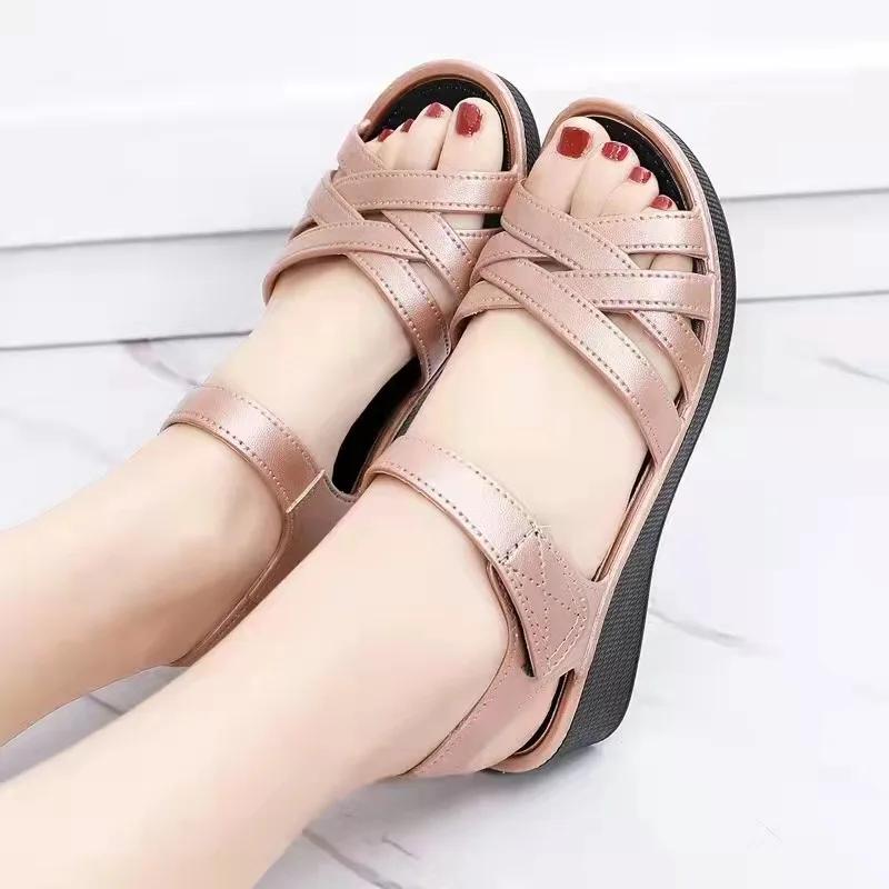 Summer Shoes for Women Fashion Wedges Casaul PVC Soft Sandals 36-40 Platform Shoes Open Toe Round Head Non-slip Sandals