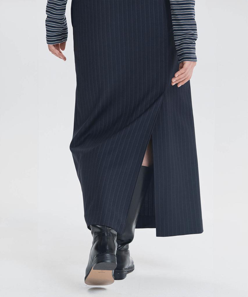 Ihr Classic Striped Belted Skirt / Navy