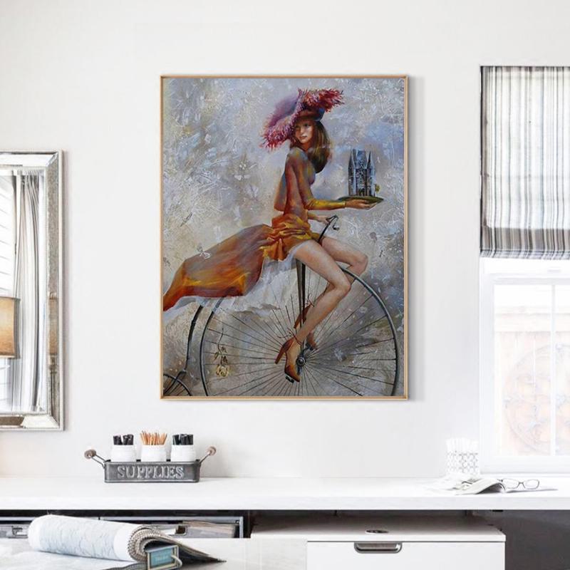 5d Diy Алмазная картина вышивка крестом Красота на велосипеде Алмазная вышивка холст Прямая доставка
