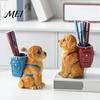 Puppy Figurine Desktop Decor Golden Backpack Pen Holder, Cute Animal Stationery Storage Ornament, Resin Organizer, for Office And Study Hand