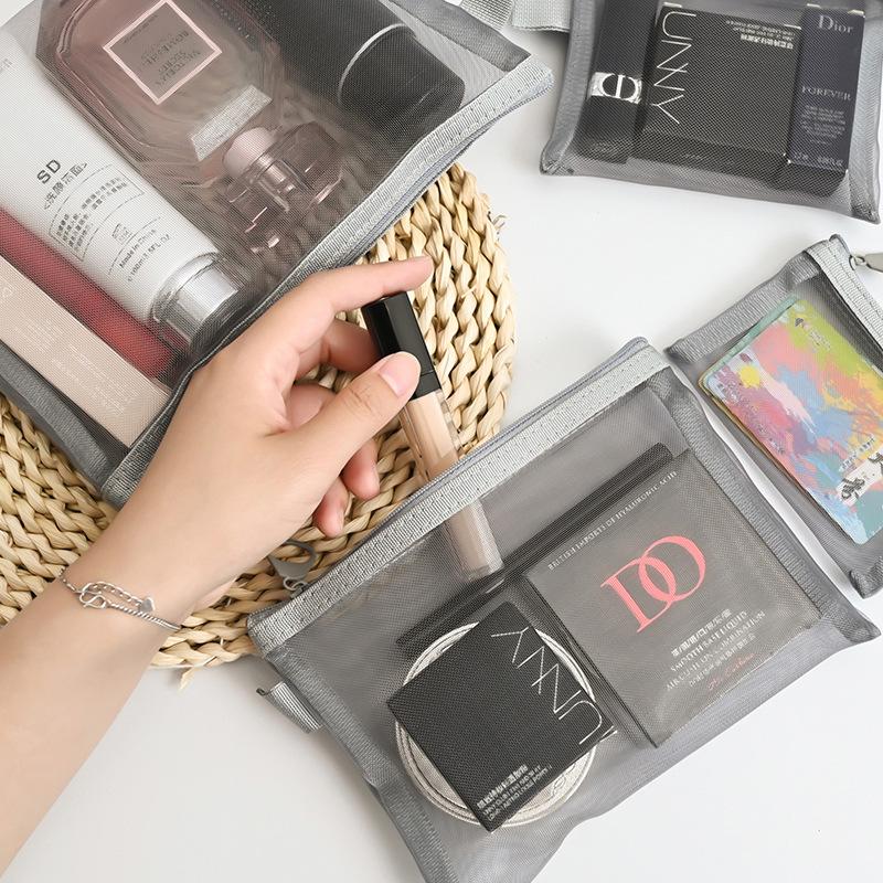 Прозрачная сетчатая косметичка: Вместительная портативная дорожная косметичка для помады и туалетных принадлежностей
