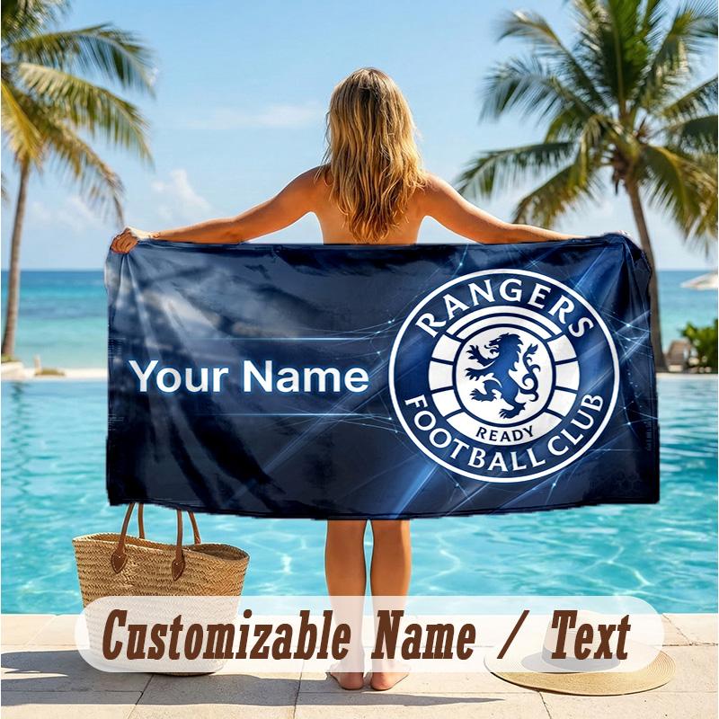 Custom Text Beach Towel, Soft Absorbent Swimming Multi-use TowelRangers FC