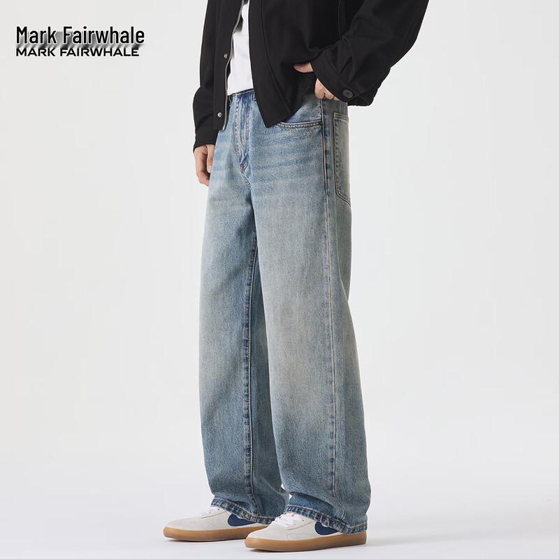 Мужские джинсы Mark Fairwhale свободного кроя, прямого силуэта, с эффектом потертости