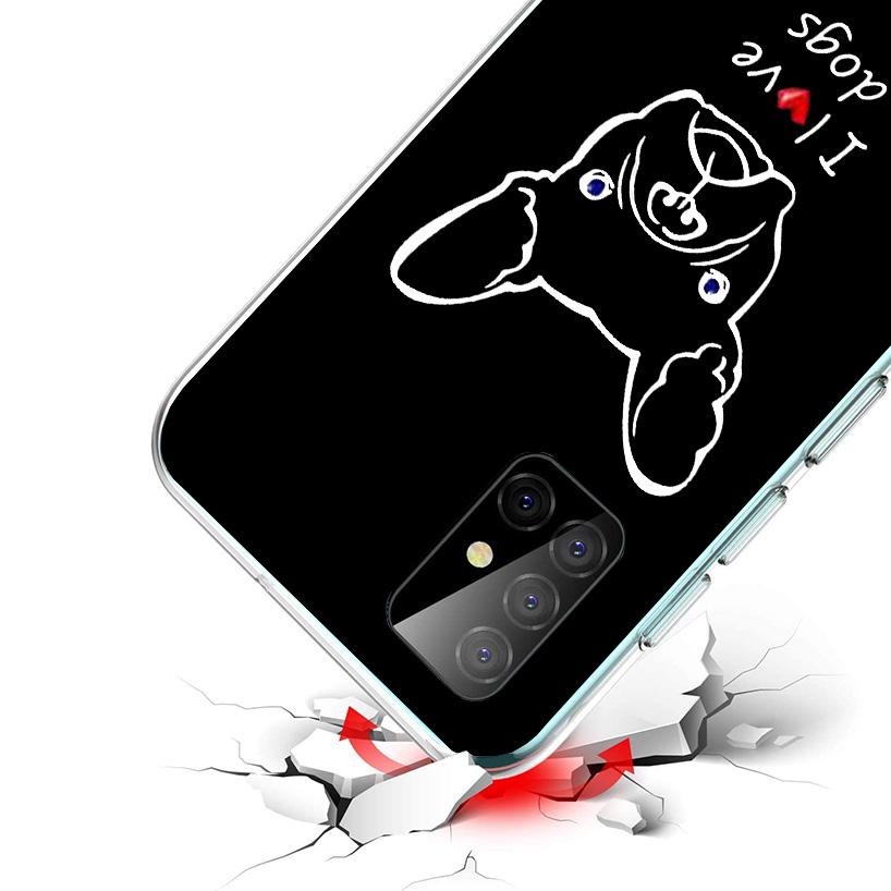 French Bulldog Black White Cover Phone Case For Samsung Galaxy A12 A22 A32 A52 A72 A02S Phone Case Note 20 Ultra 10 S10 Plus A51