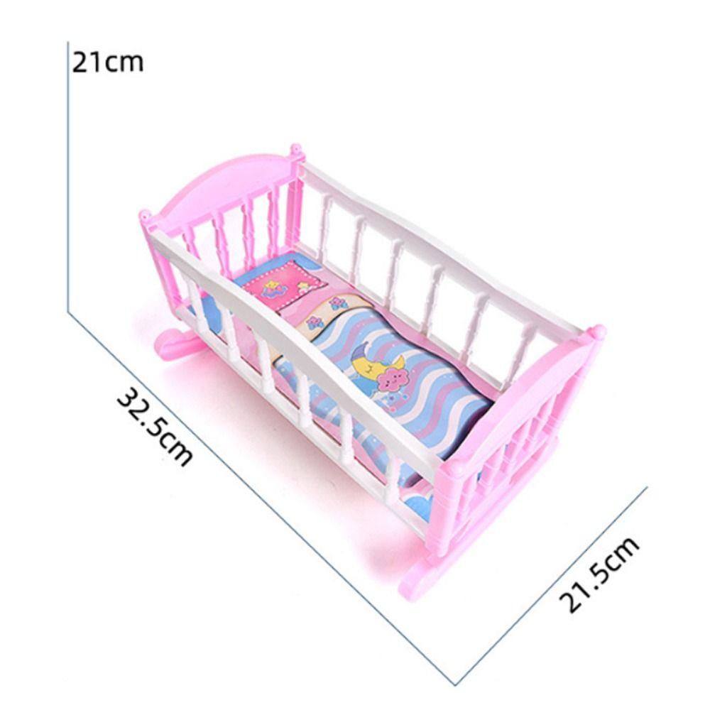 Furniture Toys Baby Doll Rocking Bed Infant Carriage Doll Rocking Crib Baby Bed Cradle Kids Toy