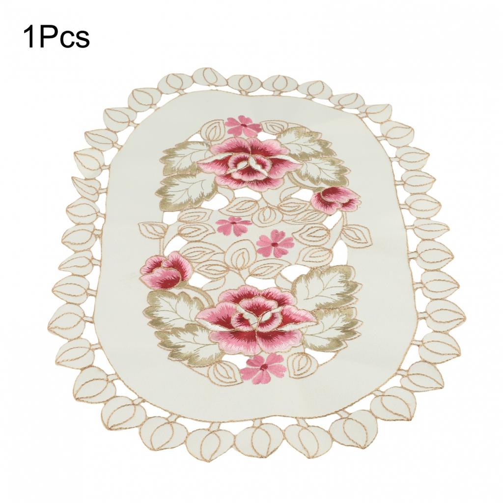 Kitchen Dining Table Place Mats Embroidered Floral Lace Doily Placemat 30*45cm