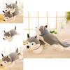 Cute Gray Lying Posture Husky Plush Doll Toy For Playroom Decor And Gift Idea