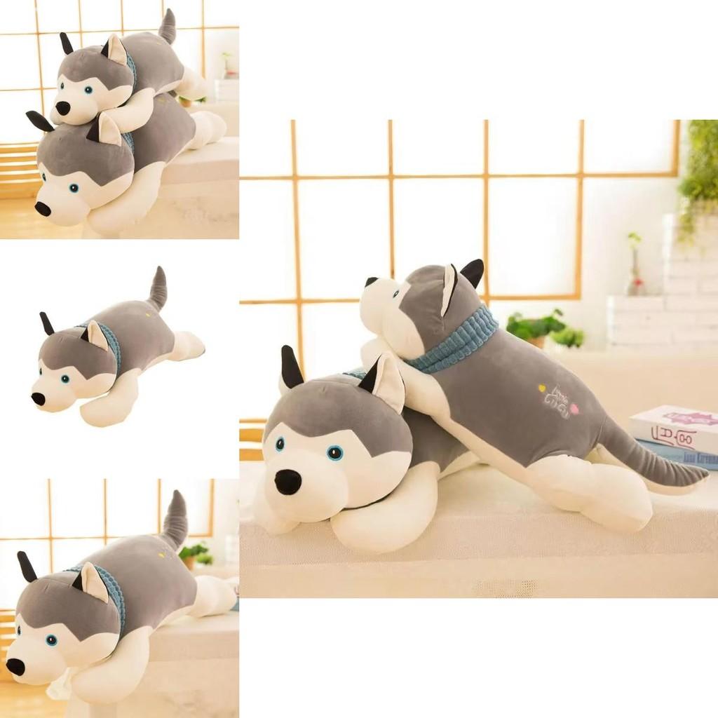 Cute Gray Lying Posture Husky Plush Doll Toy For Playroom Decor And Gift Idea