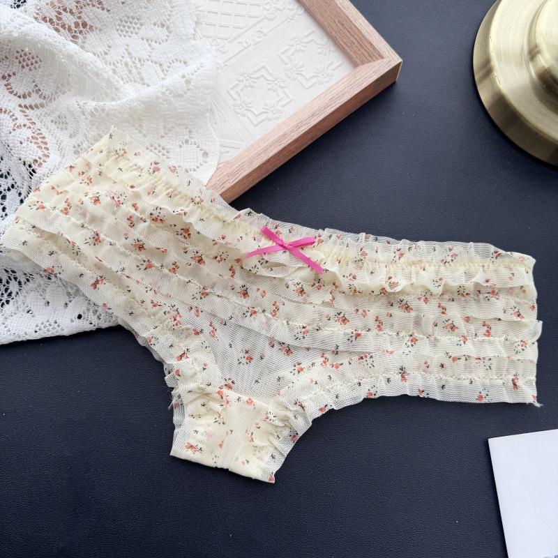 Женские весенне-летние милые сетчатые трусики с оборками, низкой посадки, сексуальные