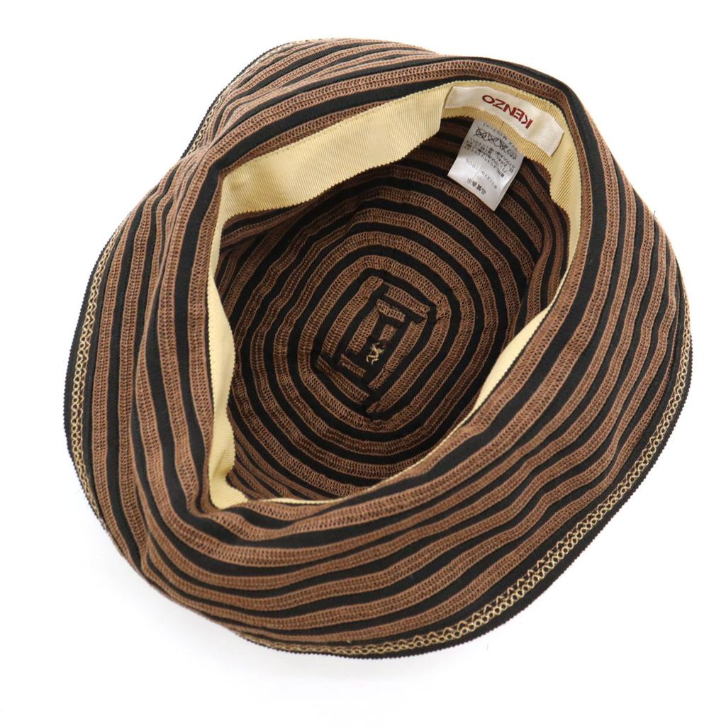 Kenzo Made In Japan Border Bucket Hat M(22.4") Black Series Hat Men's Used