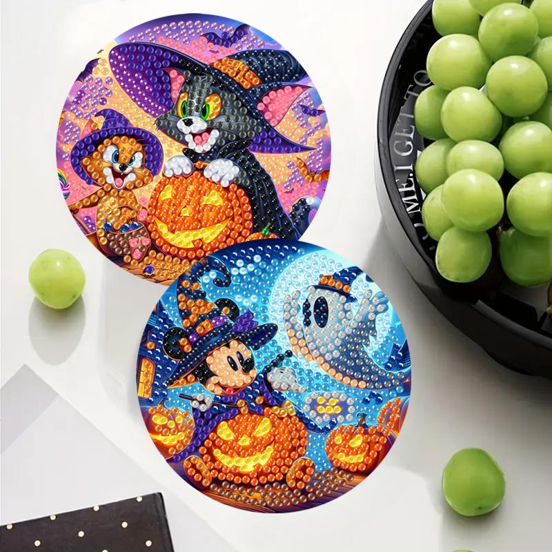 8pcsets Diamond Painting Coasters Kits with Holder Anime Characters Diamond Coasters Art Kits for Adults Home Decor