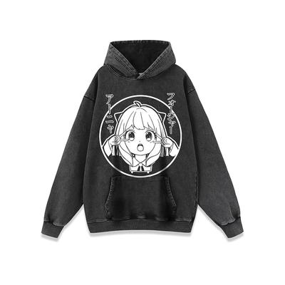 Женская свободная толстовка с капюшоном и принтом в виде мультфильма на осень и зиму