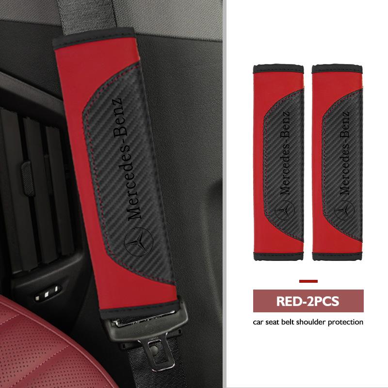 AABIA1 For Benz Leather Car Seat Belt Safety Shoulder Cover Protection Pad Interior Accessories AMG W213 W124 W108 W126 Exclusive W204