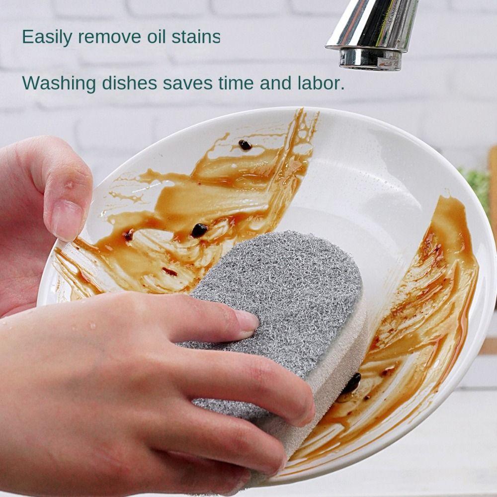 1/2/3Pcs Decontamination Dishwashing Sponge Double-Sided Scouring Pad Durable Dust Wipe