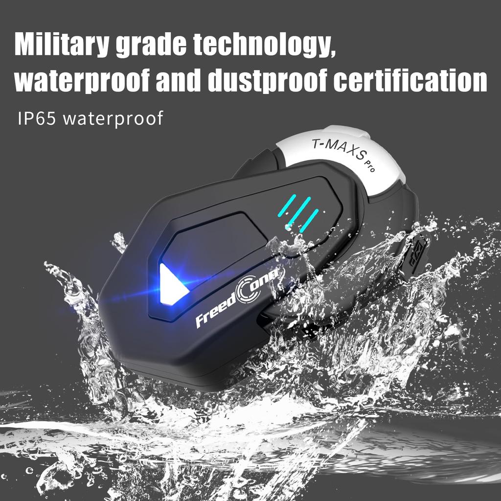 FreedConn T-Max Pro Earphones, Helmet Speaker, Strong Compatibility, Bluetooth 5.0, Headset, Siri/S-voice Command for