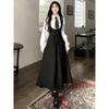 2023 Autumn Preppy Style 2 Piece Dress Set Women Casual Simple Shirt + Elegant Sleeveless Strap Dress Korean Fashion Dress Suit