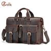 Men's Crazy Horse Leather Vintage Briefcase: Large 15.6" Laptop & Shoulder Bag
