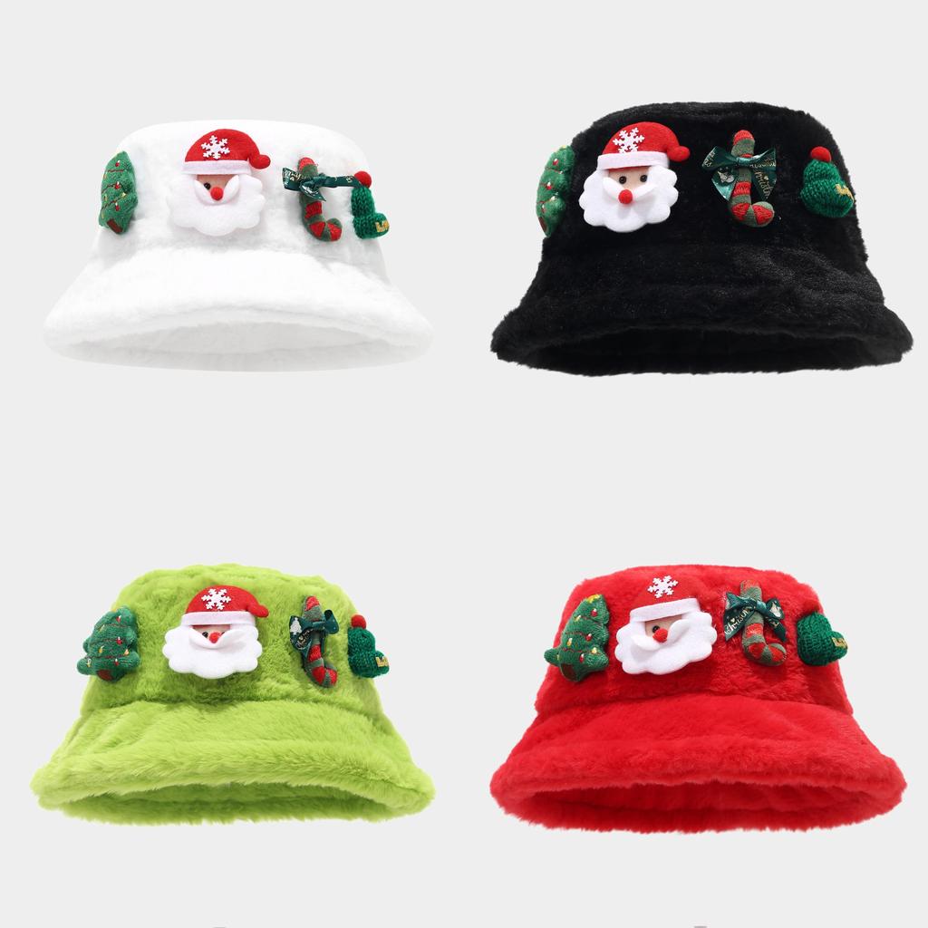 Winter Christmas Decor Fisherman Hat With Elf Theme For Casual Holiday Outfits